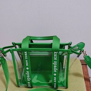 Kate Spade Green Transparent Tote Bag